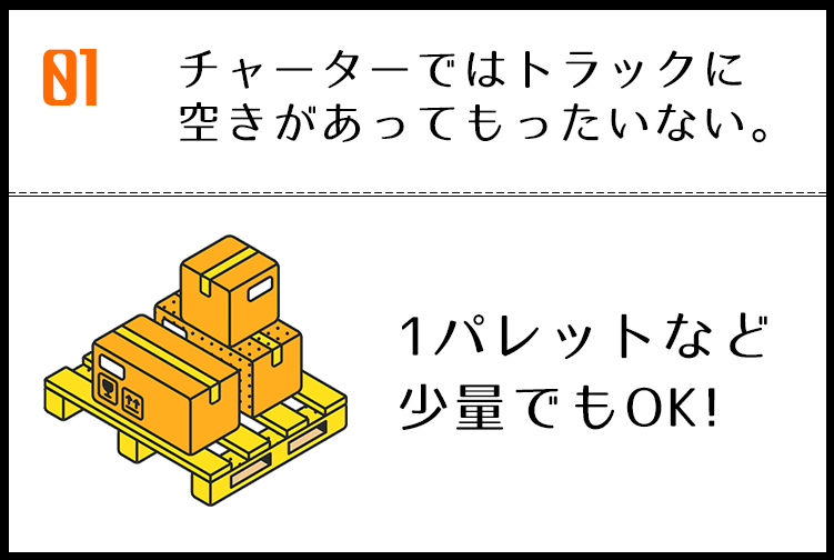 1パレットなど少量でも可能。